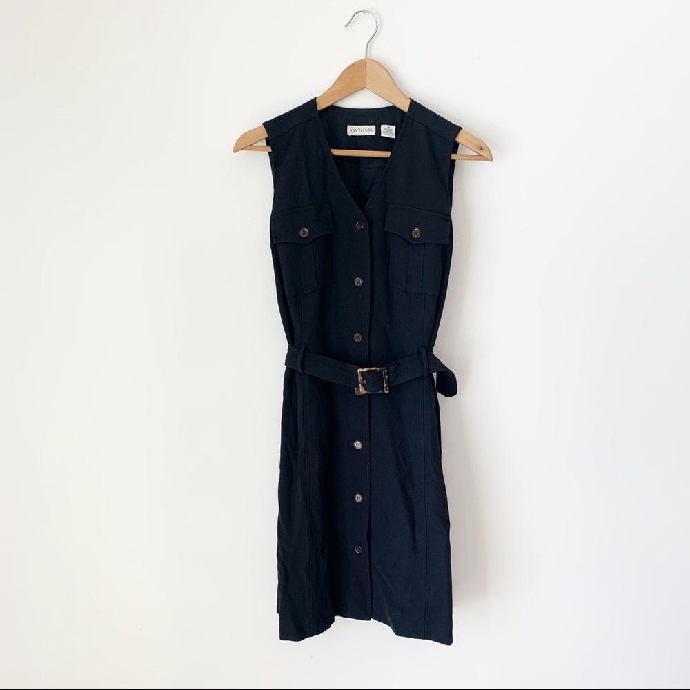 Vintage Ann Taylor Wool Blend Black Dress Size 6